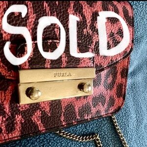 FURLA Italian Leather Pink/ Black, goldtone chain strap Crossbody Discount!